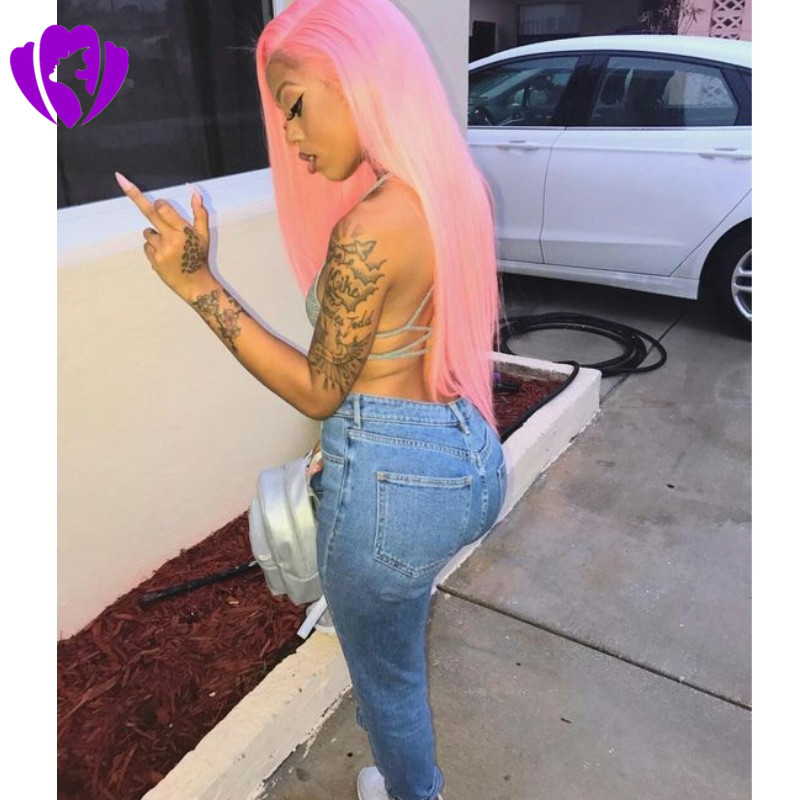 Hotselling Long Silky Straight pink Lace front Wig brazilian Heat Resistant High Quality Synthetic Lace Front Wigs cosplay for Black Women