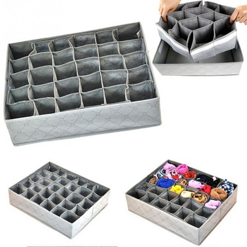 High Quality Flodable non-woven fabric underwear socks drawer organizer storage box 30 cells