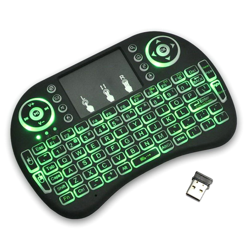 i8 Keyboard Backlit 2.4G Remote Controlers Wireless Fly Air Mouse Rechargeable With Backlight Touchpad For MXQ pro X96 TV Box
