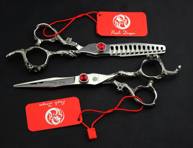 purple dragon right hand scissors with dragon sign on the handle 5.5 inch/ 6.0 inch cutting/thinning scissors