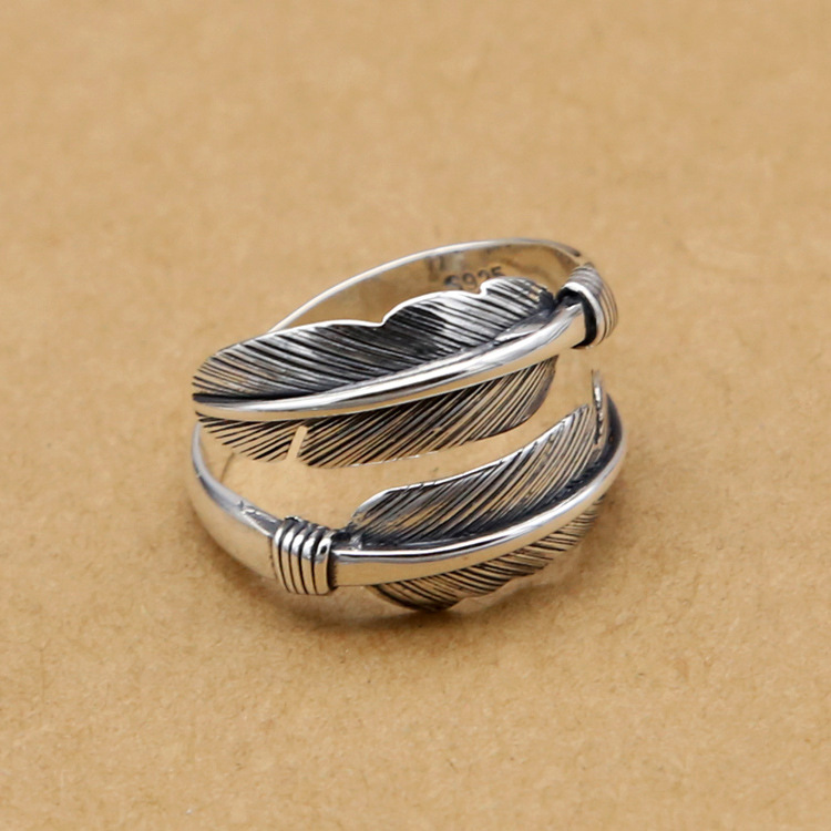 S925 silver jewelry feather opening adjustable men's and women's Rings Wholesale
S925 silver jewelry feather opening adjustable men's and women's Rings Wholesale