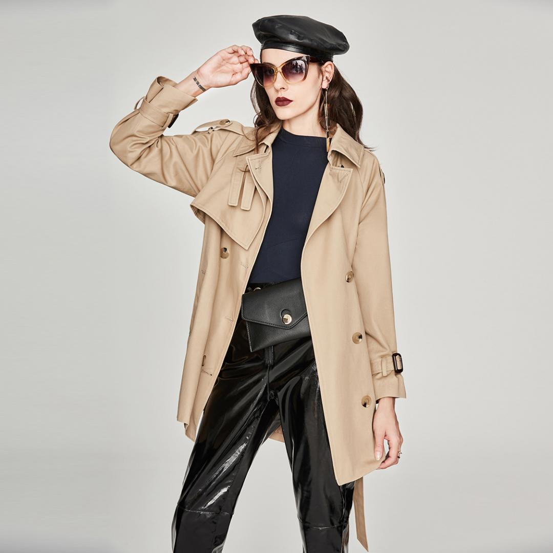JAZZEVAR new 2018 Autumn Fashion Casual Women's Trench Coat Double Breasted Outerwear For Lady Good Quality