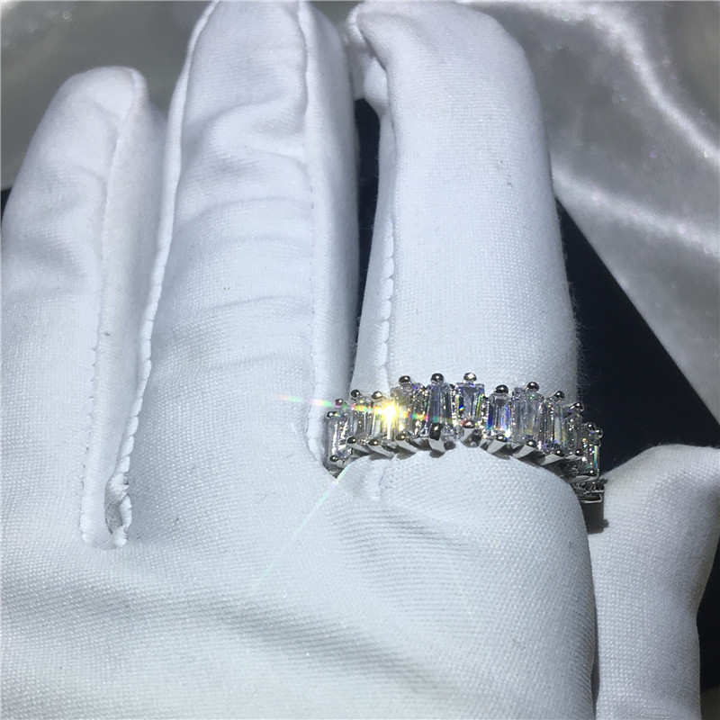 Top Tennis Finger ring T-shape 5A Cz Sona Stone 925 Sterling silver Engagement wedding band ring for women Jewelry Gift