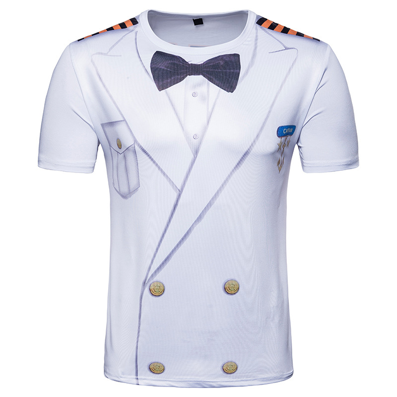 3d T Shirts Fake two-piece Sailor Shirts for Men Suit Fashion Printed Captain Short-sleeved T-shirt New Tee Shirt Personality Top Clothing, White
3d T Shirts Fake two-piece Sailor Shirts for Men Suit Fashion Printed Captain Short-sleeved T-shirt New Tee Shirt Personality Top Clothing, White