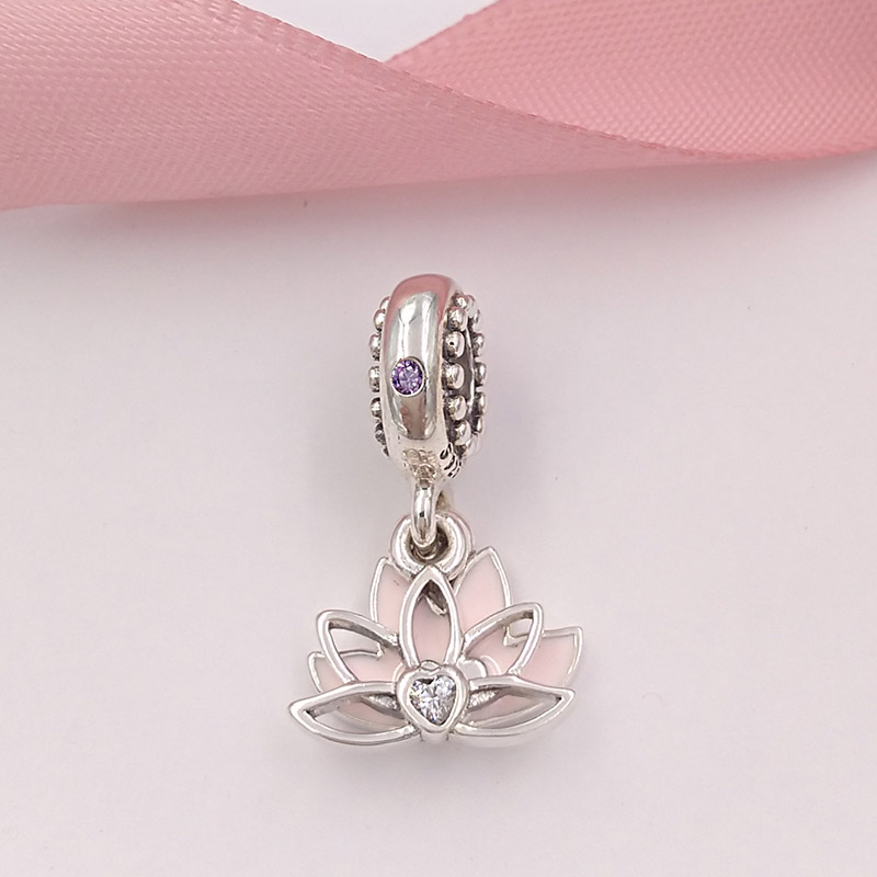 

Andy Jewel 925 Sterling Silver Beads Serene Lotus Flower Hanging Charm Fits European Pandora Style Jewelry Bracelets & Necklace