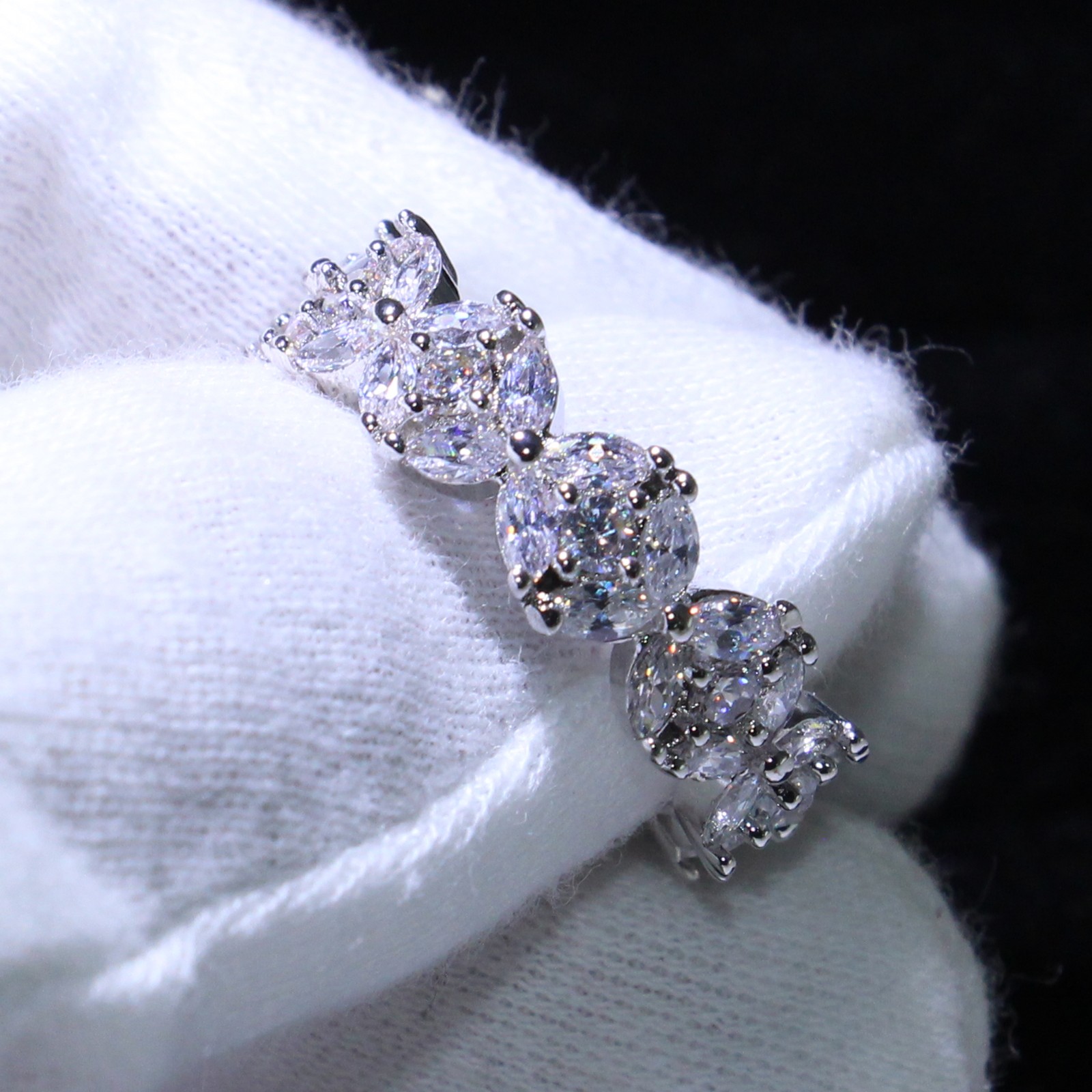 Sterg Sier Marquise Topaz Eternity Stackable Wedding Ring for Women