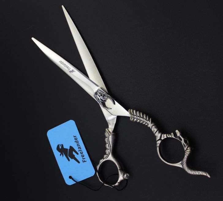 with leather case Freelander 7.0 inch 440C 62HRC TB-71 cutting scissors with Sheep head on scissors handle