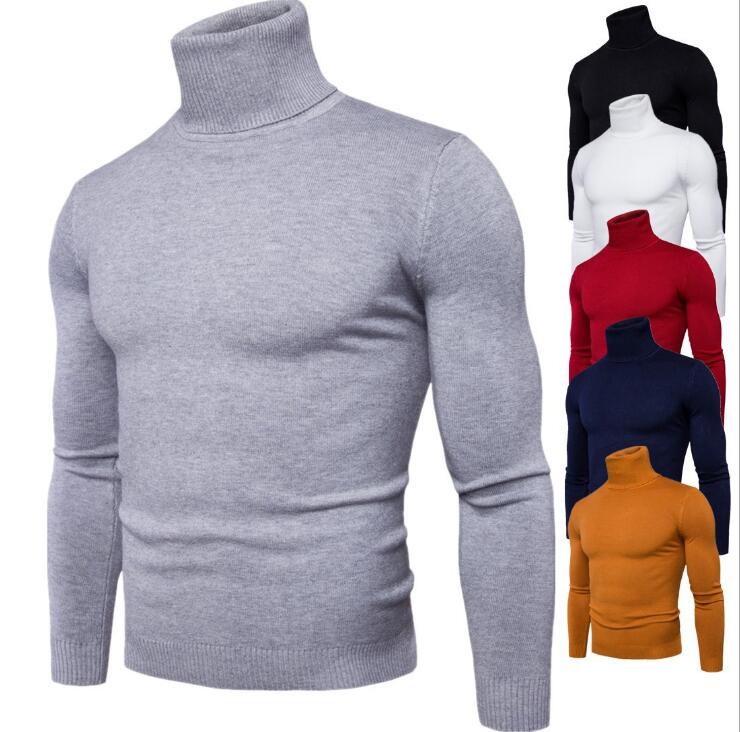 Men Autumn Winter Turtleneck Long Sleeve Slim Sweater Shirt Blouse Top Fashion Pullover