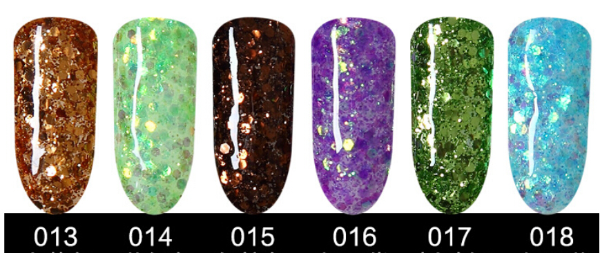 Nail Gel Manicure UV Gradual Change Color Glue Laser Sequins Polish Flicker 1-100