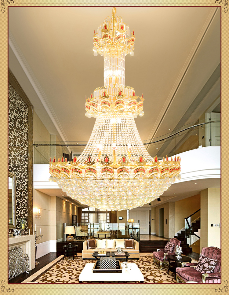 LED Modern Crystal Chandelier Big Golden Crystal Chandeliers Lights Fixture European Gold Drop Hanging Lamps 3 White Light Color Dimmable