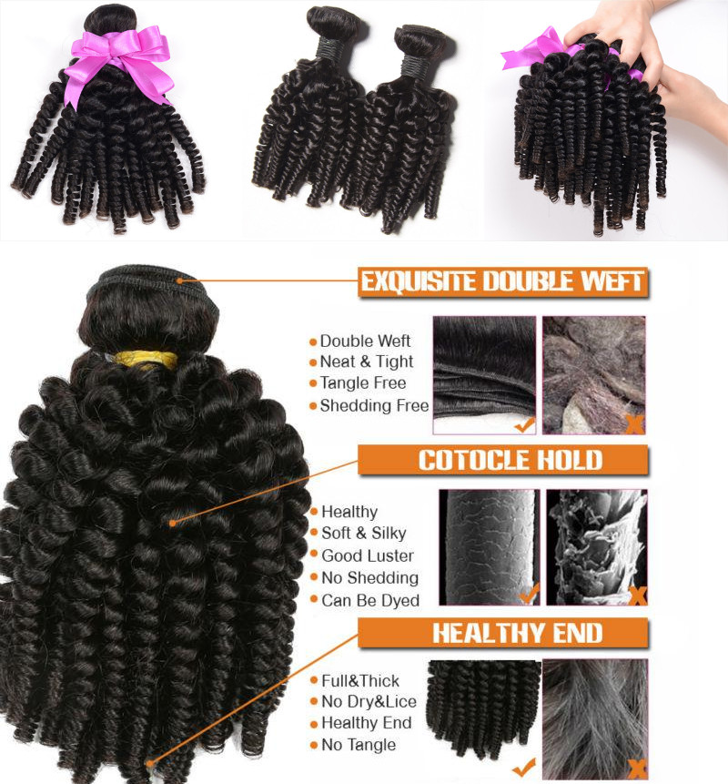 unprocessed brazilian aunty funmi virgin hair weaves romance sprial curly human hair weft natural black color fumi hair bouncy curls