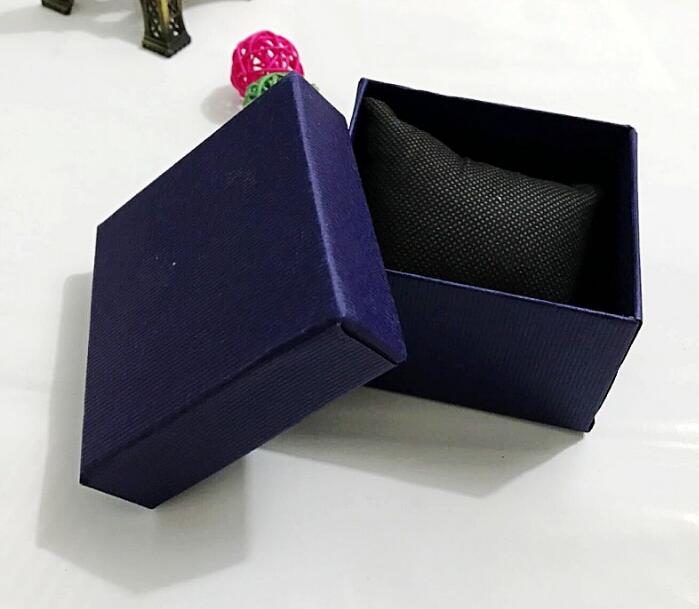 8.8cm*8.2cm*5.5cm Watch boxes blue black red paper square watch case with Nonwoven pillows jewelry display box storage box