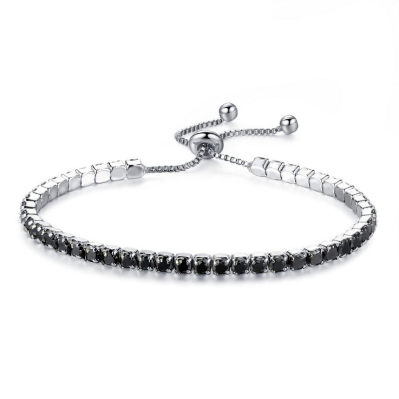 18K White Gold Plated Cubic Zircon Cluster Adjustable Box Chain Tennis Bracelets Fashion Womens Jewelry Bijoux for Party