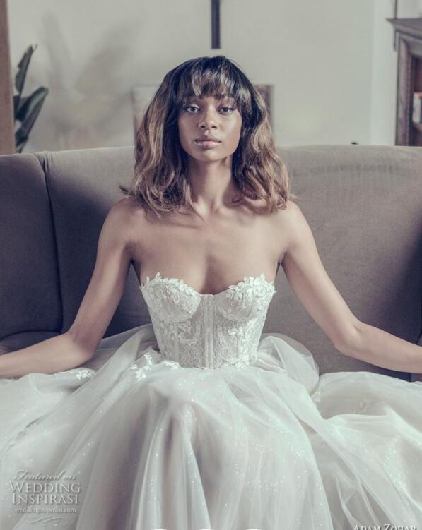 Adam Zohar Beach Wedding Dresses A Line Sweetheart Floor Length Applqiues Sexy Back Lace Bridal Gowns Custom Made Plus Size Wedding Dress