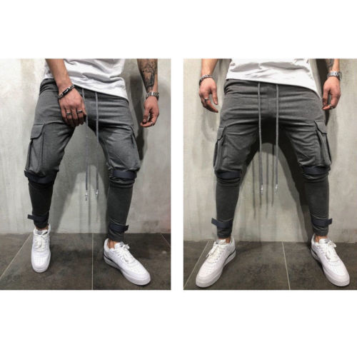 Hip Hop Harem 2018 Male Trousers Mens Joggers Solid Multi-pocket Pants Plus Size M-XXXL C18111201