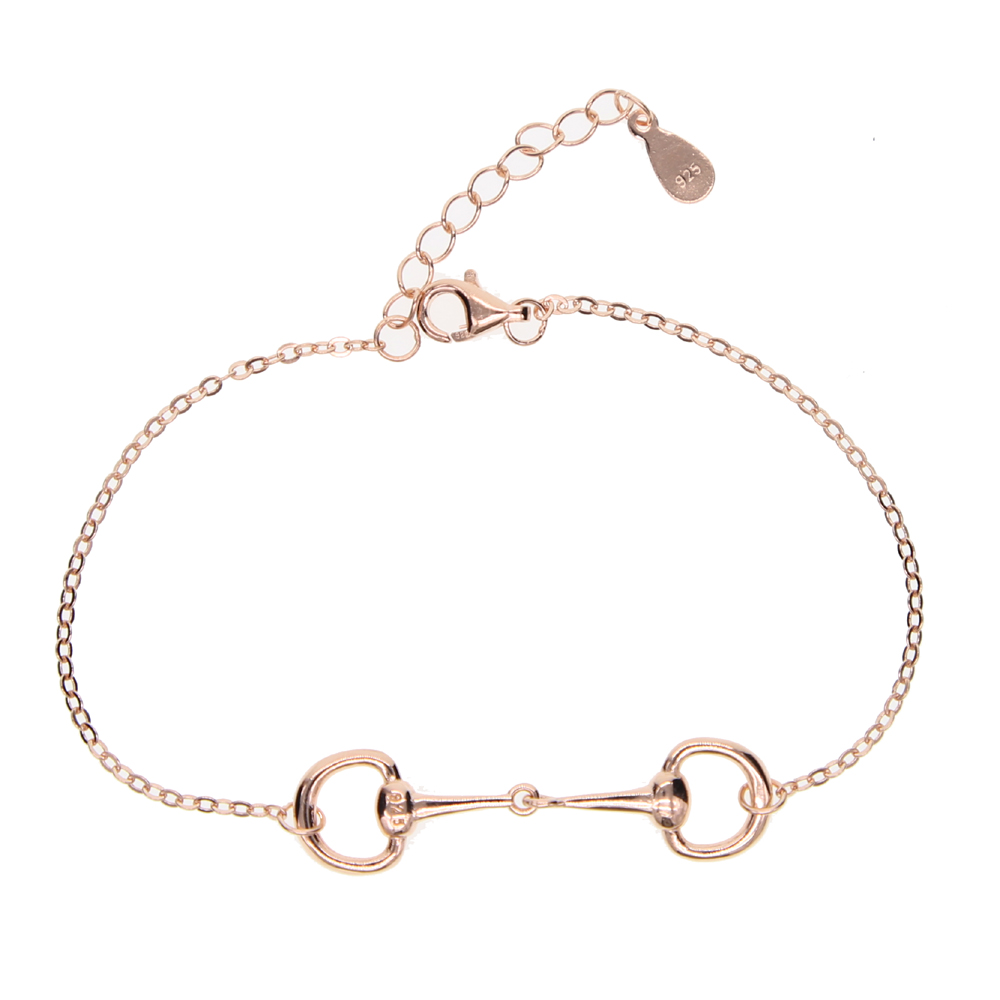 Classic bit Charm Bracelets 100% Real 925 Sterling Snaffle Bracelet Horse Jewellery With Color Rose For Women Jewelry