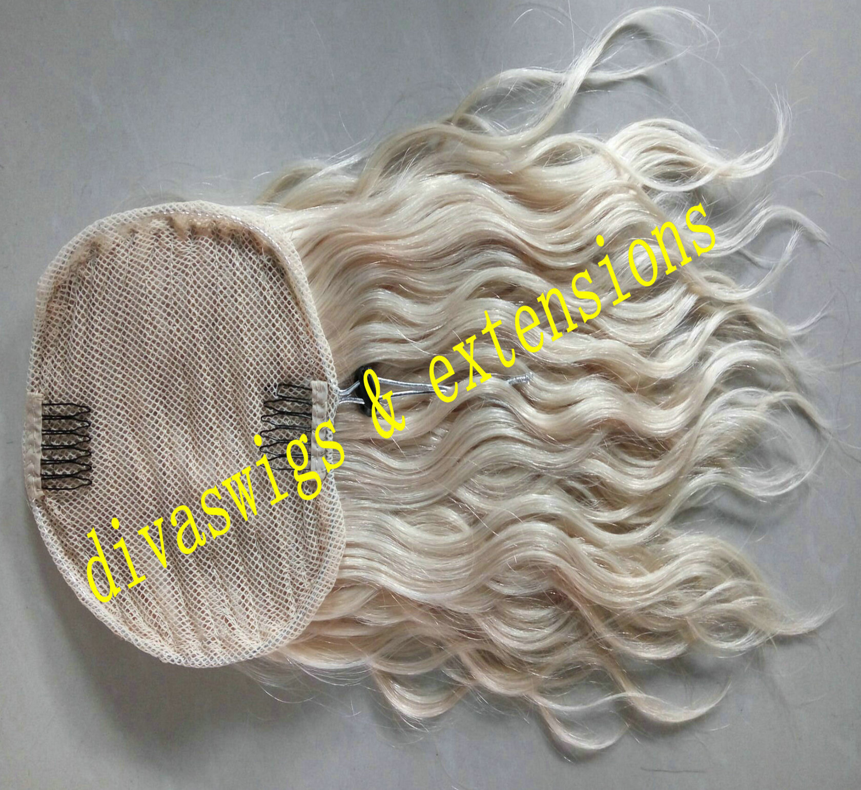 White blonde Fuffy wavy ponytail hairpiece color 613 ,Raw virgin hair blond wavy ponytail hair extension 120g 140g