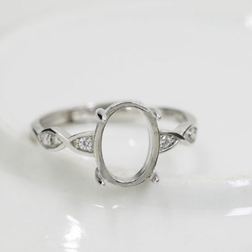 925 Sterling Silver Engagement Wedding Anniversary Women Ring 6x8mm Oval Cabochon Semi Mount Ring Setting DIY Stone