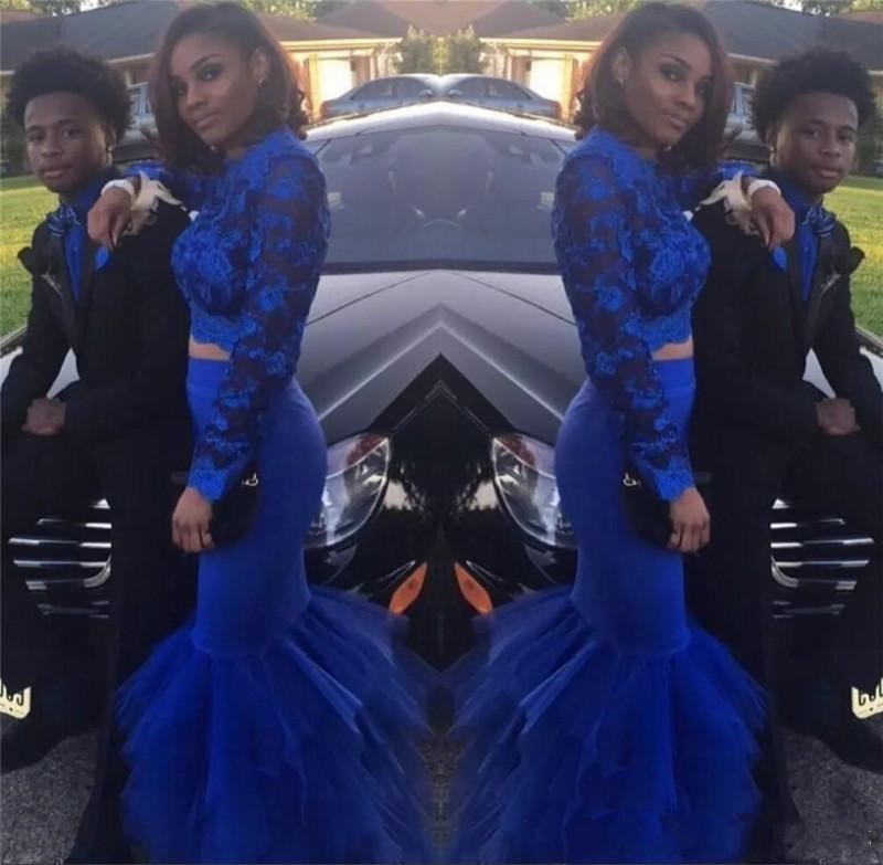 Royal Blue Two Piece Mermaid Prom Dresses 2018 Appliques Long Sleeves Lace Sweep Train Black Girl Tiered African Cheap Party Evening Gowns, Purple
Royal Blue Two Piece Mermaid Prom Dresses 2018 Appliques Long Sleeves Lace Sweep Train Black Girl Tiered African Cheap Party Evening Gowns, Purple
