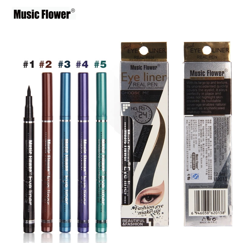 Music Flower 5 Color Black Brown Blue Purple Green Liquid Eye Liner Pen Waterproof Eyeliner Brand Makeup Eye Cosmetic
Music Flower 5 Color Black Brown Blue Purple Green Liquid Eye Liner Pen Waterproof Eyeliner Brand Makeup Eye Cosmetic