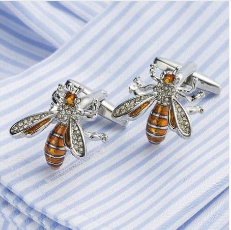 

VAGULA New Enamel Bee Cuff links Men French Shirt Cufflinks Creative Brass Gemelos 396