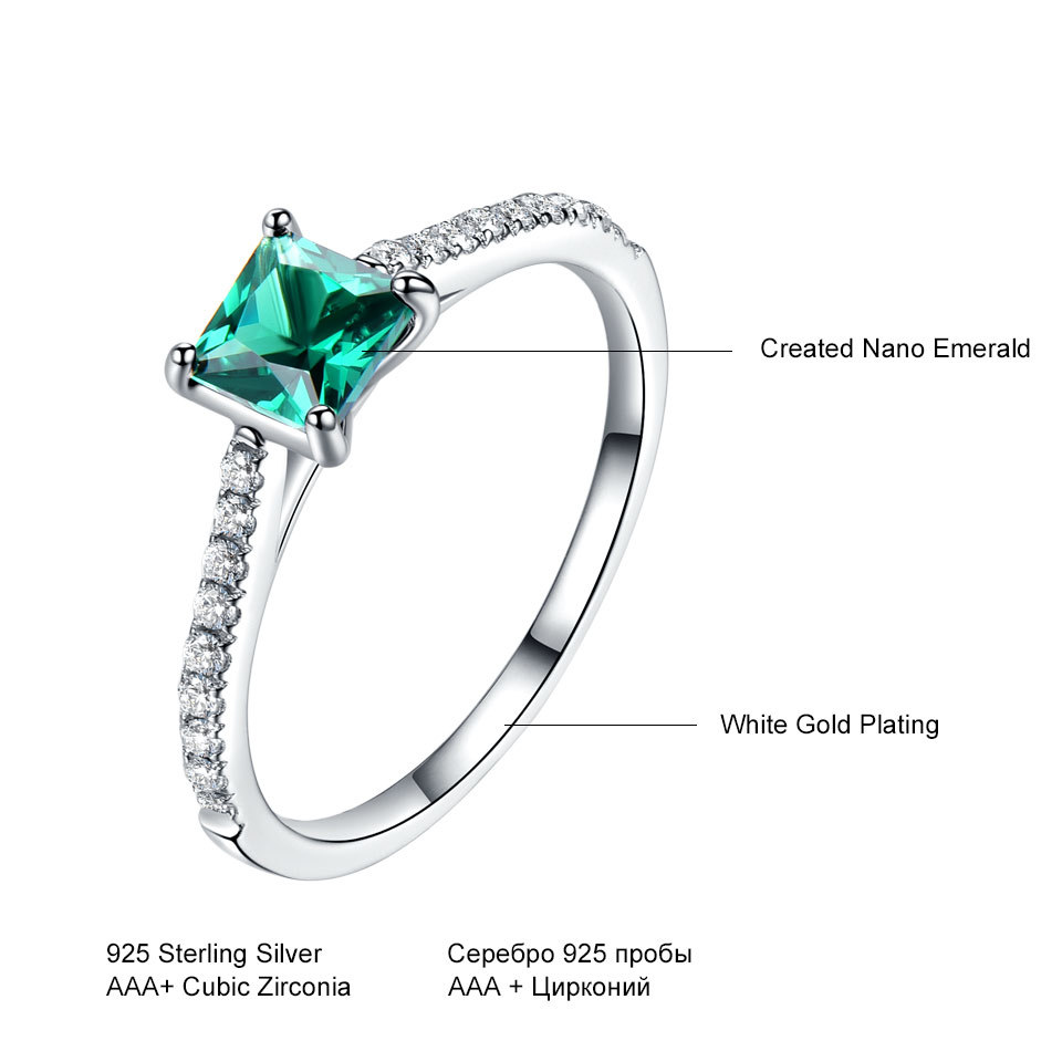 UMCHO Green Nano Emerald Ring Genuine Solid 925 Sterling Silver Fashion Vintage May Birthstone Rings For Women Fine Jewelry S18101001