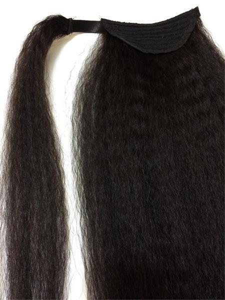 Drawstring afro puff kinky straight bubble ponytail human chignon hairpiece coarse yaki pony tail clip hair extension