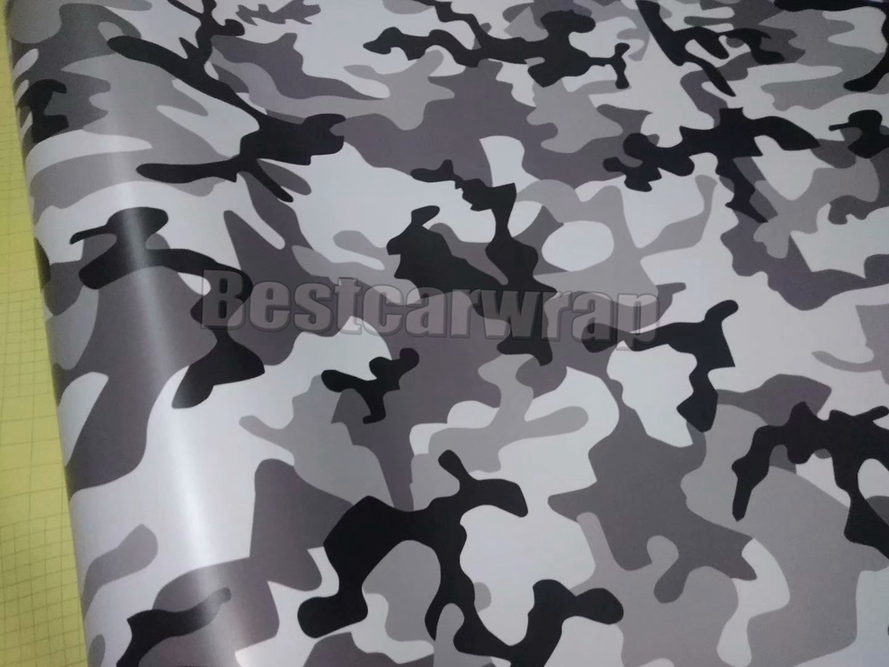 Winter Snow black white Gray Camouflage Vinyl wrap for Vehicle car wrap Graphic Camo covering stickers film air bubble free 1.52x30m 5x98ft