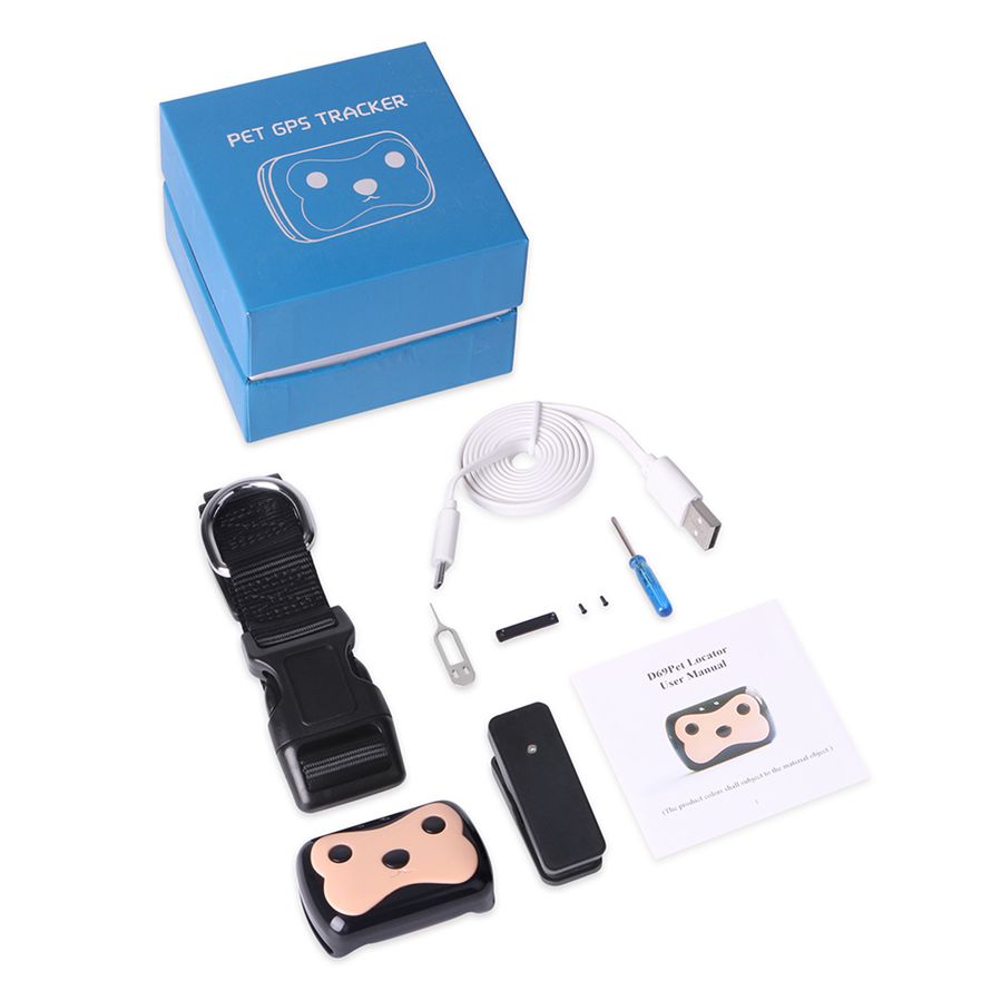 Mini Waterproof Dog GPS Tracker D69 for Cats Pets with Collar Original Box 4 Frequency GPRS GPS+LBS Location Free APP Free Shipping