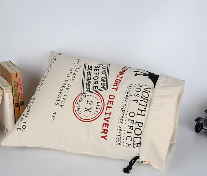 Christmas Gift Bags New Year Christmas Candy Bag Santa Claus Drawstring Canvas Sack Tableware Rustic Vintage Stockings