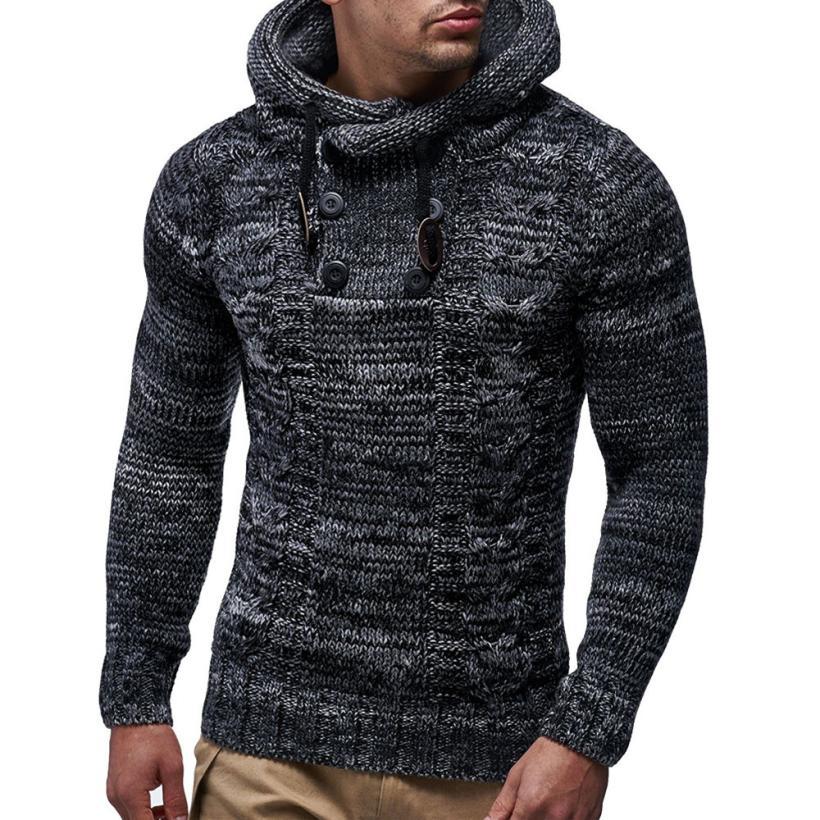 Men's Sweater Autumn Winter Pullover Knitted Cardigan Coat Hooded Sweater Jacket Outwear augu16 S917