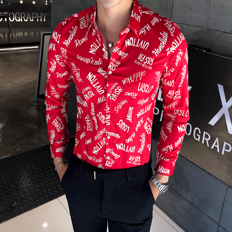 2018 New Boutique Fashion Print Men' Casual Long-sleeved Shirts / Male Slim High-end Brand Letter Printing Leisure Shirts, Black
2018 New Boutique Fashion Print Men' Casual Long-sleeved Shirts / Male Slim High-end Brand Letter Printing Leisure Shirts, Black