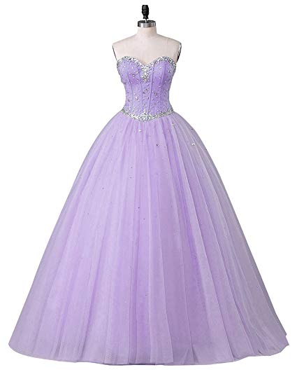 2018 New Sexy Long Sweetheart Ball Gown Tulle Quinceanera Dresses Beaded Crystal Masquerade Sweet 16 Prom Party Prom Gown