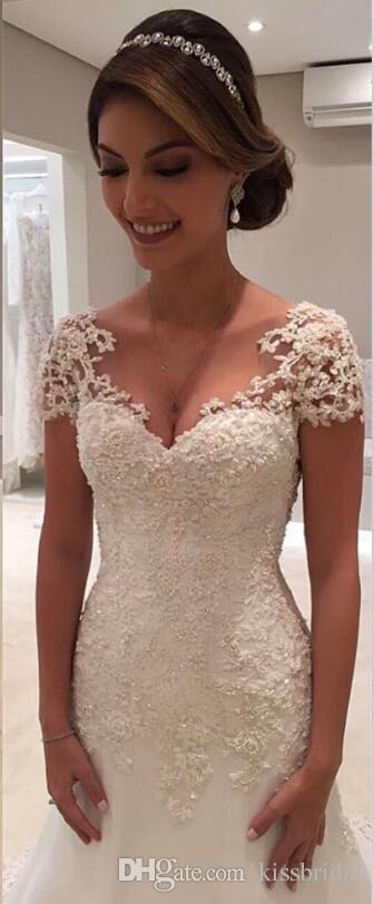 Beaded Vintage New Mermaid Dress Lace V Neck Applique Sexy Backless Court Train Wedding Gowns Bridal Dresses Custom Made es