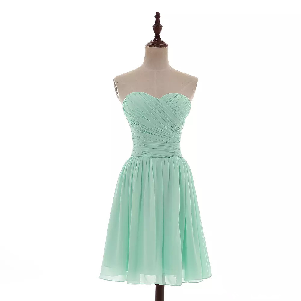 Chiffon Short Bridesmaid Dresses Mint Green 2019 Knee Length Ball Gown Party Dresses Lace Up Country Bridesmaid Gowns