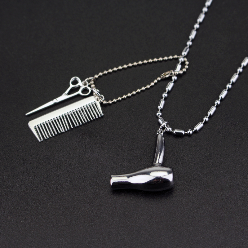 RJ New Fashion Barber Hair Dresser Silver Necklaces Hair Dryer/Scissor/Comb Pendant Necklace Charm Collier Jewelry
RJ New Fashion Barber Hair Dresser Silver Necklaces Hair Dryer/Scissor/Comb Pendant Necklace Charm Collier Jewelry