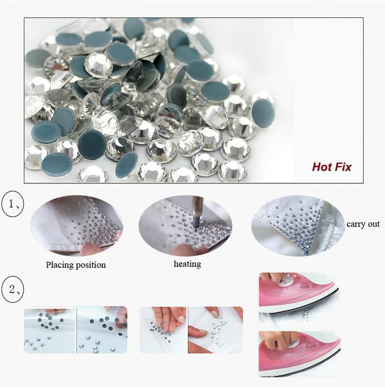Hot Sale A++ Grade Quality Aquamarine AB Glass Crystals Strass Stones Hotfix Rhinestones For clothing Garment Accessorie M