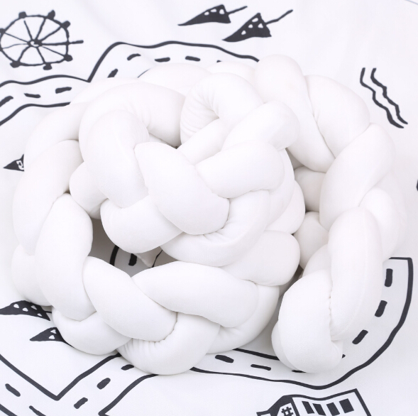 Weaving Strip Knotted Ball Pillow Baby Bed Bumper Decorative Cushions Nordic Style Handmade Children Room Kids Stuffed Toys