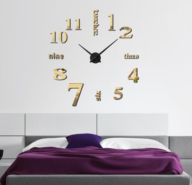 Acrylic DIY Wall Clock Self Adhesive Interior Wall Creative Decoration Clock Decal Modern Wall Digit Room