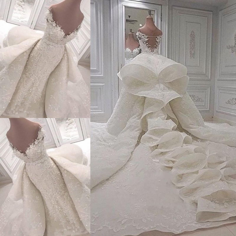 Luxury Ruffles Wedding Dresses 2018-2019 Lace Off The Shoulder Chapel Bridal Gowns With Detachable Train Custom Made Wedding Vestidos, Black
Luxury Ruffles Wedding Dresses 2018-2019 Lace Off The Shoulder Chapel Bridal Gowns With Detachable Train Custom Made Wedding Vestidos, Black