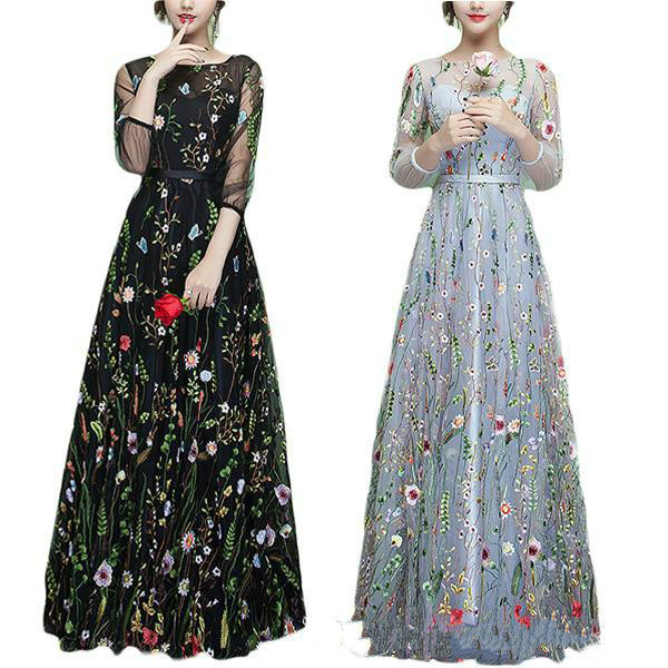 Sweety Illusion Embroidery Floor Length Evening Dresses Long Sleeves Floral Long Prom Gowns Sheer Formal Party Flower Dress Robe De Soiree, Gray
Sweety Illusion Embroidery Floor Length Evening Dresses Long Sleeves Floral Long Prom Gowns Sheer Formal Party Flower Dress Robe De Soiree, Gray