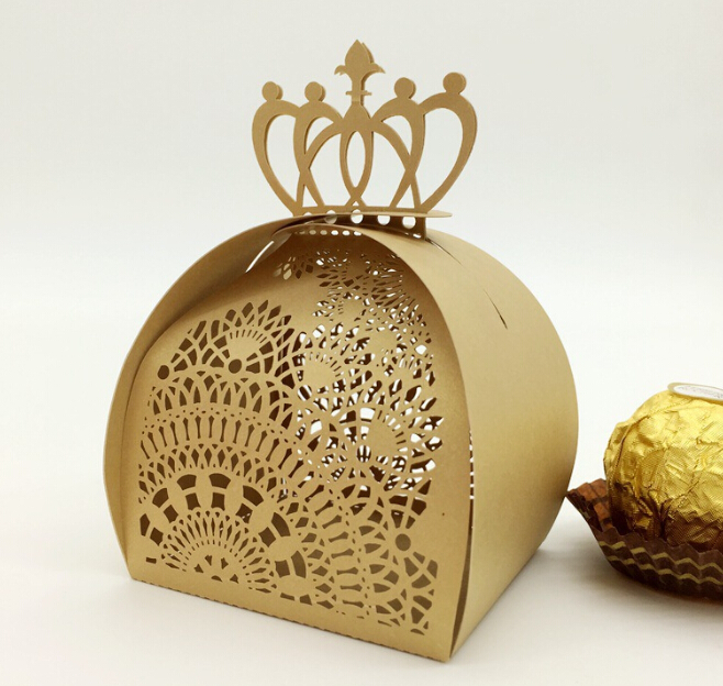 Crown Design Cnady Case Laser Cut Lace Crown Candy Box Wedding Party Candy Box Gifts Box