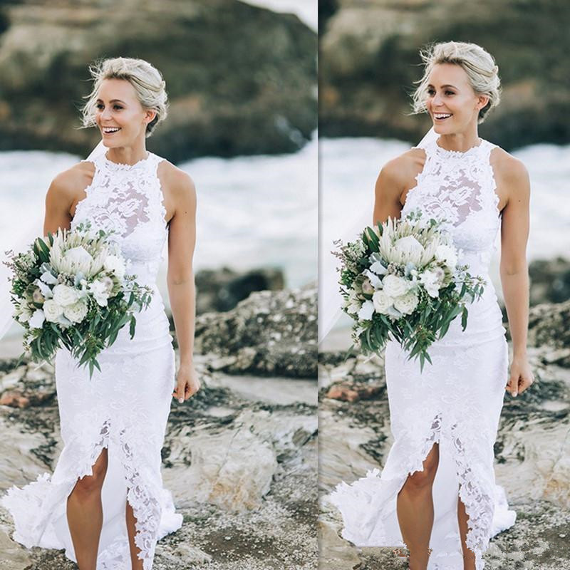 Beach Wedding Dresses 2019 White Lace Summer Sleeveless Bridal Gowns Slit Mermaid Seaside Simple Cheap Dress For Brides Custom Made, Peach
Beach Wedding Dresses 2019 White Lace Summer Sleeveless Bridal Gowns Slit Mermaid Seaside Simple Cheap Dress For Brides Custom Made, Peach