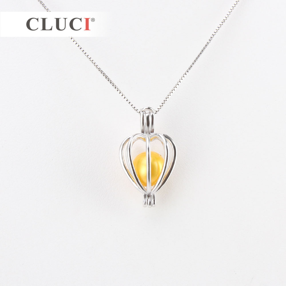 CLUCI Heart cage pendant 925 sterling silver pearl pendant 3pcs, Beads Holder Accessories for Women Authentic Silver Jewelry S18101607
