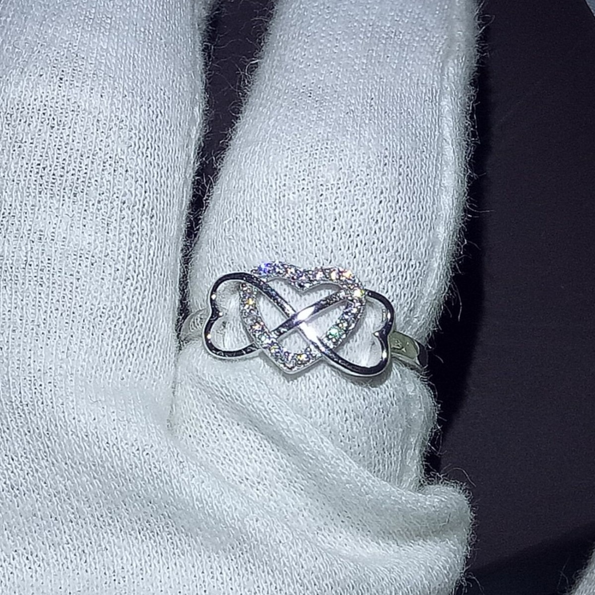 CZ Sterling Sier Cross Rings Jewelry, Heart Band Ring, Pave Cubic Zirconia, Sizes 5-10, Anniversary Gift Free shipping