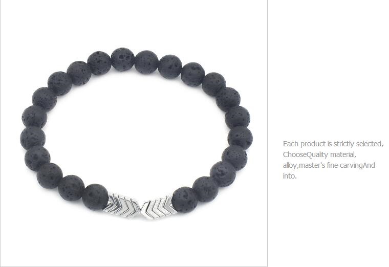 Black 8MM Volcanic Stone Hematite Beaded Strands Bracelets Wholesale Magnetic Energy Lava Rock Beads Bracelet Mix