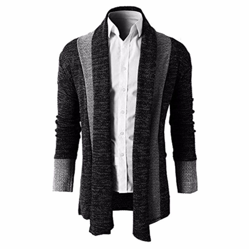 Brand Knitted Cardigans Sweater Men Shawl Collar Long Sleeve Open Front Pull Homme Casual Splicing Autumn Winter Knitwear1
