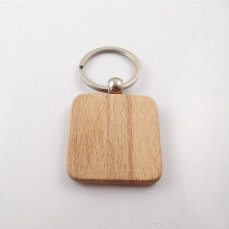 Simple Style Wood Key Chains Key Rings DIY Wood Round Square Heart Oval Rectangle Shape Key Pendant Handmade Keychain Gift
