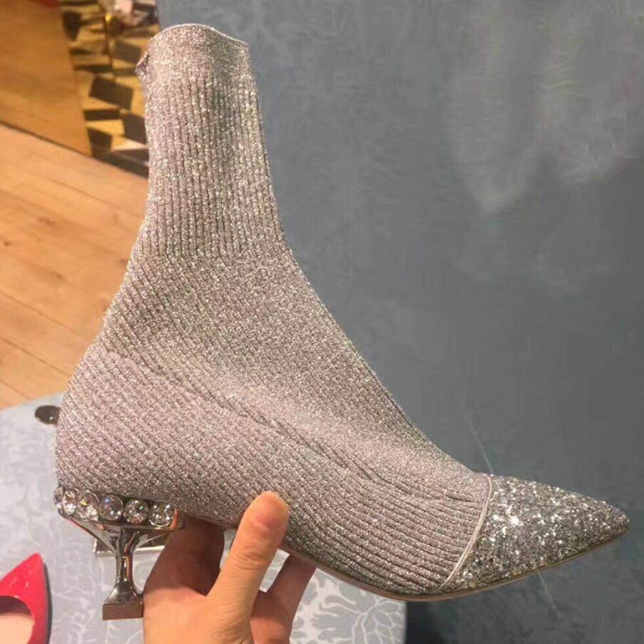 2018 fashion show women sock boots women thin heel point toe boots bling bling rhinestone booties ladies slip on party shoes, Multi
2018 fashion show women sock boots women thin heel point toe boots bling bling rhinestone booties ladies slip on party shoes, Multi