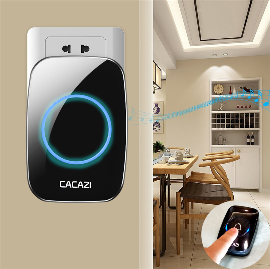 

CACAZI New Wireless Doorbell Waterproof 300M Remote EU AU UK US Plug smart Door Bell Chime battery 1 2 button 1 2 3 receiver AC